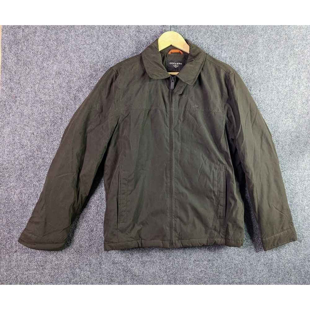 Dockers Quilted Lined Barn Coat Jacket‎ Brown Insulated Men's M Full Zip